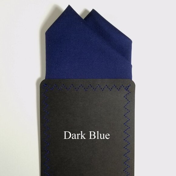 New - Dark Blue Cotton Pre-Folded Pocket Square Handkerchief Insert - Picture 3 of 7